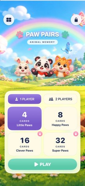 Paw Pairs home screen