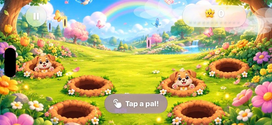 Peekaboo Pals gameplay with animals peeking out of holes
